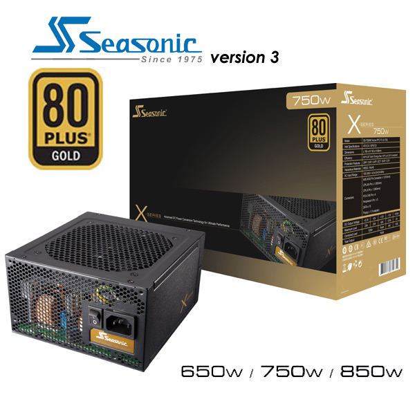 Seasonic 750W 80+ Gold Semi-Modular 120mm FAN ATX PSU 7 Years Warranty (LS)