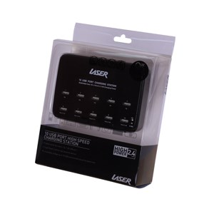10 USB Port Charging Station  BLACK
