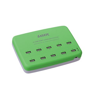 10 USB Port Charging Station  GREEN