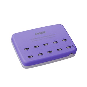 10 USB Port Charging Station  PURPLE