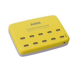 10 USB Port Charging Station  YELLOW