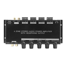 4X ZONE STEREO AUDIO POWER AMPLIFIER - 15W RMS@ 0.05% THD INC HEADPHOINE OUT