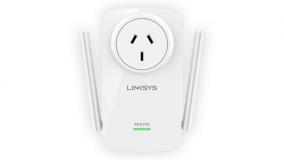 LINKSYS AC1200 DUAL BAND WIRELESS RANGE EXT+PWR OUTLET,GbE(1),AUDIO PORT(1),1YR  WTY