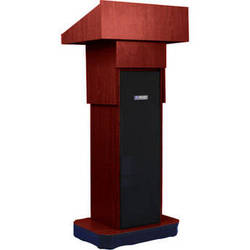 Executive Adj Column Lectern Mahogany 50W Amp 2 Speakers Microphone