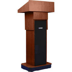 Executive Adj Column Lectern Walnut 50W Amp 2 Speakers Microphone