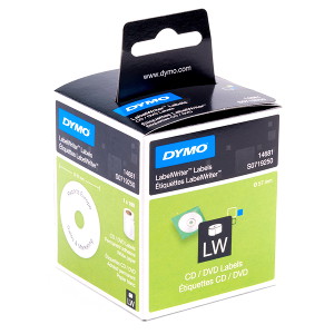 DYMO (SD14681/S0719250) CD/DVD, Paper/White 57mm Diameter, 1 Roll/Box, 160 Labels/Roll