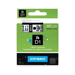 DYMO D1 (SD40910/S0720670) Label Cassette, 9mm x 7m - Black on Clear