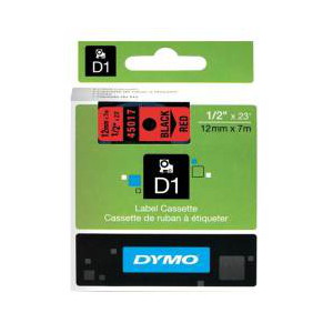 DYMO D1 (SD45017/S0720570) Label Cassette, 12mm x 7m - Black on Red