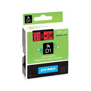 Dymo D1 Label Cassette 19mmx7m - Black on Red