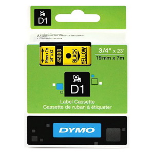 Dymo D1 Label Cassette 19mmx7m - Black on Yellow