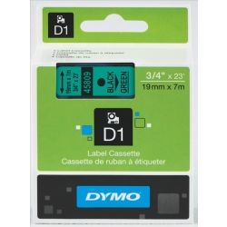 Dymo SD45809 D1 Label Cassette 19mm x 7m - Black on Green
