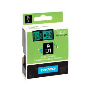 Dymo D1 Label Cassette 19mmx7m - Black on Green