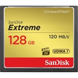 SanDisk Extreme CF, CFXSB 128GB, VPG20, UDMA 7, 120MB/s R, 85MB/s W, 4x6, Lifetime Limited