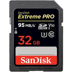 SanDisk Extreme Pro SDHC, SDXXG 32GB, U3, C10, V30, UHS-I, 95MB/s R, 90MB/s W, 4x6, Lifetime Limited