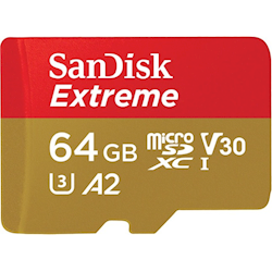 SanDisk Extreme microSDXC,V30, 3,C10, A2,UHS-I,160MB/s R, 60MB/s W, 4x6, SD adaptor, Lifetime Limited