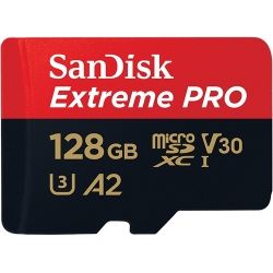 SanDisk ExtremePro microSDXC, V30, U3, C10, A2, UHS-I, 170MB/s R, 90MB/s W, 4x6, SDadaptor, Lifetime Limited