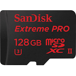 SanDisk Extreme Pro microSDXC, SQXPJ 128GB, U3, C10, UHS-II, 275MB/s R, 100MB/s W, 4x6, USB 3.0 Reader, Lifetime Limited