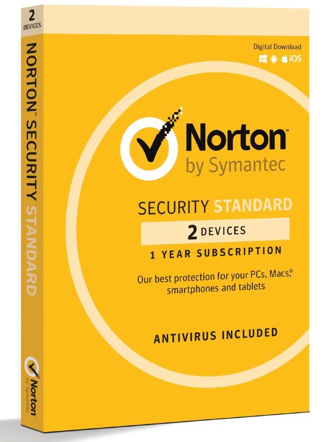 Norton Security Standard 2 Device Retail Box - Compatible with PC, MAC, Android, iOS 1 Year