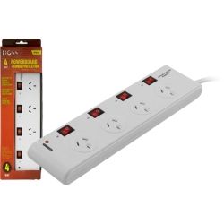 Doss 4-Way Power Board with Individual Switches and Surge Protection