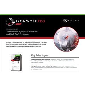 Seagate IronWolf Pro NAS 4TB ST4000NE0025 3.5" Internal SATA3 7200rpm 128MB Cache 6Gb/s 5 Year Wty - End User Movie Promo till 22June see Promotions