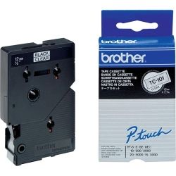 Brother TC101 P-Touch TC Laminated Tape Black on Clear - GENUINE