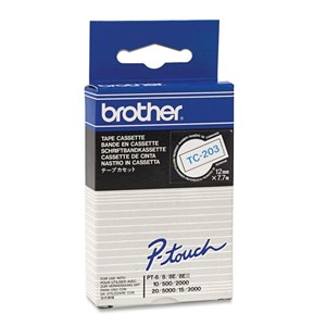 Brother TC-203 12mm Blue On White TC Tape