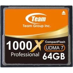 Team Group Memory Card Compact Flash CF 64GB, 1000X, 80MB/s Write*, Lifetime Warranty