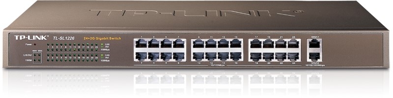 TP-Link TL-SL1226 24-Port 10/100Mbps + 2-Port Gigabit Rackmount Unmanaged Switch Supports MAC 19-inch rack-mountable steel case 8.8Gbps Switching LS