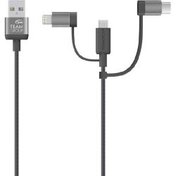 Team Micro USB & Lightning  & USB-C 3 in 1 Charging Cable GREY