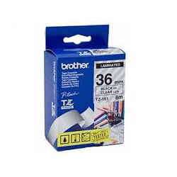 Brother TZ-161 Laminated Black Printing on Clear Tape (36mm Width 8 Metres in Length)