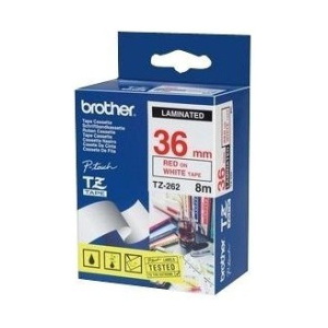 Brother TZ-262 Laminated Red Printing on White Tape (36mm Width 8 Metres in Length)
