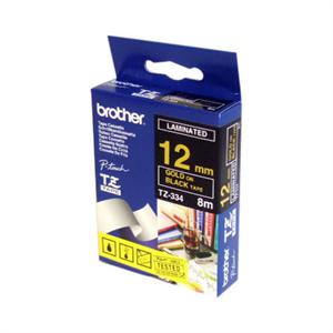 Brother TZ-344 Laminated Gold Printing on Black Tape (18mm Width 8 Metres in Length)