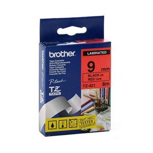 Brother TZ-421 Laminated Black Printing on Red TApe (9mm Width 8 Metres in Length)