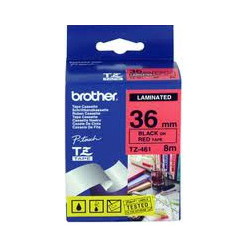 Brother TZ-461 Laminated Black Printing on Red Tape (36mm Width 8 Metres in Length)