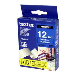 Brother TZ-535 Laminated White Printing on Blue Tape (12mm Width 8 Metres in Length)
