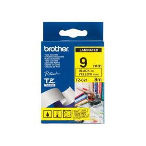 Brother TZ-621 Laminated Black Printing on Yellow Tape (9mm Width; 8 Metres in Length)