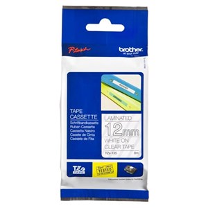 Brother TZE-135 12mm White on Clear TZE Tape - GENUINE