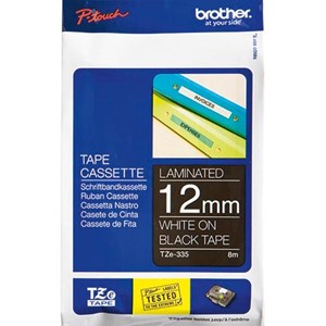 Brother TZ-335 White Printing on Black Tape