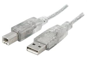 8Ware UC-2000AB USB 2.0 Certified Cable A-B 50cm Transparent Metal Sheath UL Approved