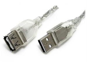 8Ware UC-2001AAE USB 2.0 Certified Extension A-A M-F Transparent Metal Sheath Cable 1M