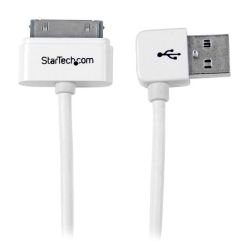 StarTech 1m (3ft) Apple 30-Pin Dock Connector to Left Angle USB Cable for iPhone/iPod/iPad with Stepped Connector