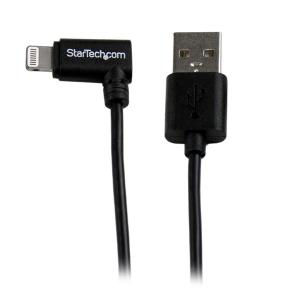 StarTech 1m (3ft) Angled Black Apple 8-Pin Lightning Connector to USB Cable for iPhone/iPod/iPad