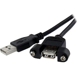 1 ft Panel Mount USB Cable A to A - F/M
