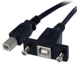 3 ft Panel Mount USB Cable B to B - F/M