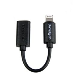 StarTech Black Micro USB to Apple 8-Pin Lightning Connector Adapter for iPhone/iPod/iPad