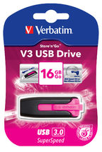 Verbatim 16GB V3 USB3.0 Pink Store'n'Go V3; Rectractable