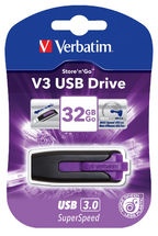 Verbatim 32GB V3 USB3.0 Violet Store'n'Go V3; Rectractable