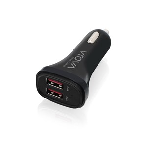 ALOGIC 2 Port USB-A Car Charger 5V/4.8A (2.4A + 2.4A) with Smart Charge - Black - MOQ:3