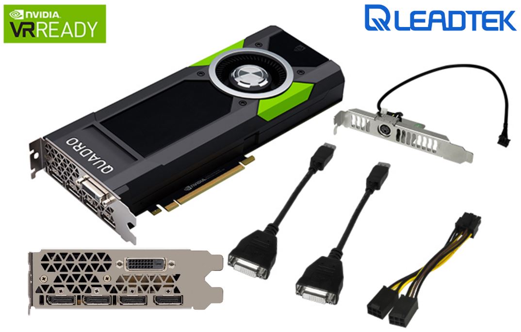 Leadtek nVidia Quadro P5000 PCIe Workstation Card 16GB DDR5 4xDP1.4 DVI 4x5120x2880@60Hz 256-Bit 288GB/s 2560 Cuda Core Dual Slot Full Height ~M5000
