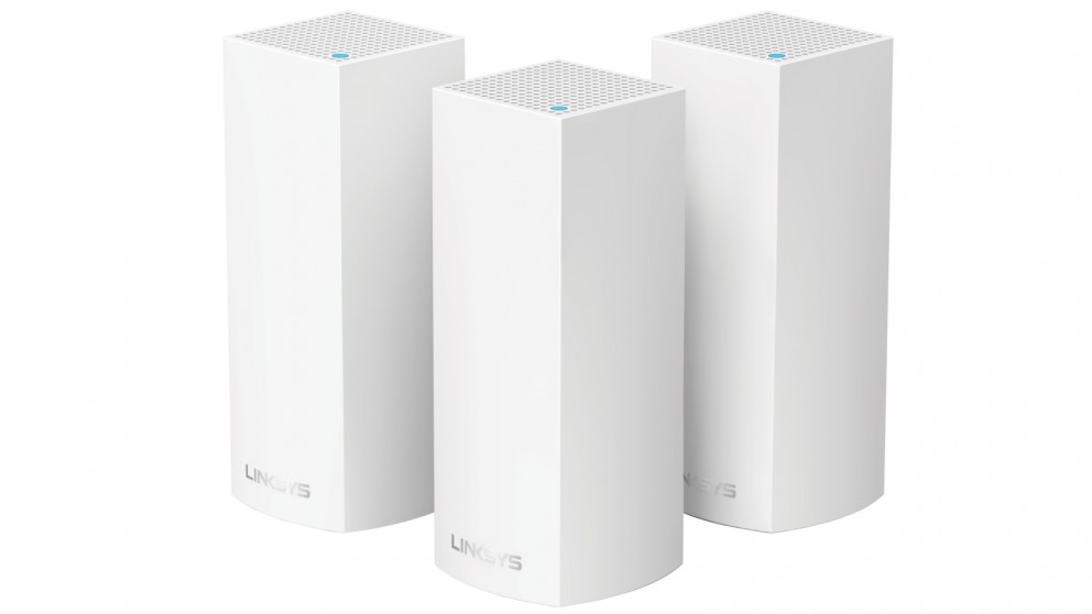 LINKSYS VELOP WI-FI MESH SYSTEM AC2200 TRI-BAND, MU-MIMO LAN(2), WAN(2), 3-PACK, 3YR WTY